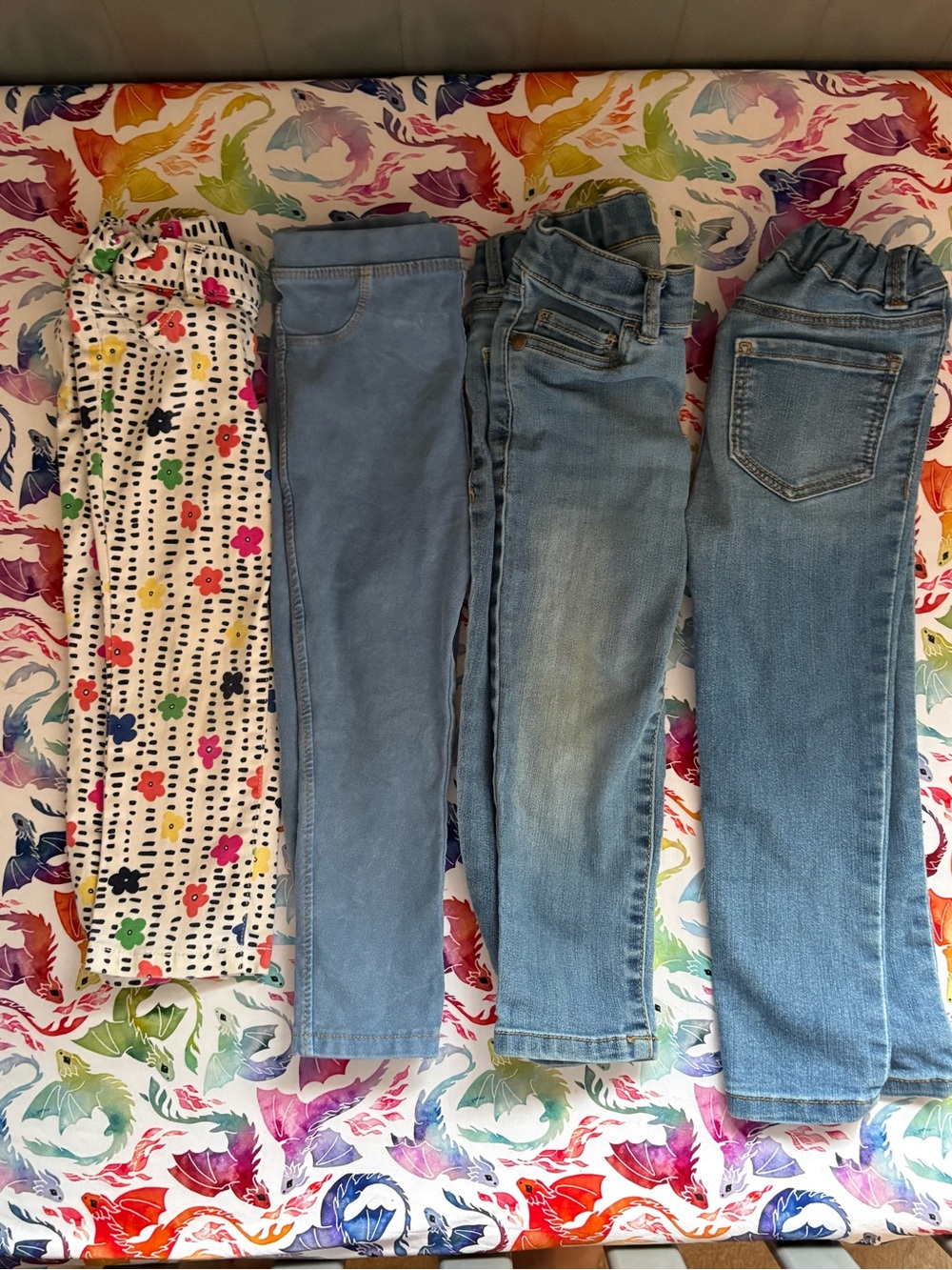 Girls 3T Skinny Jeans and Floral Leggings Bundle